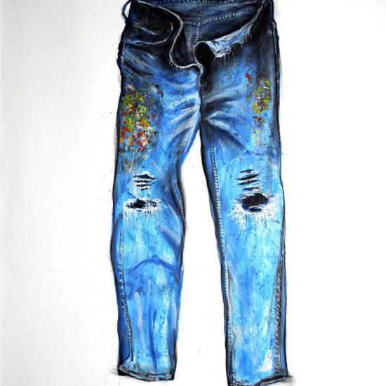 Painters pants i, 60x42 oil and dry pigment on paper