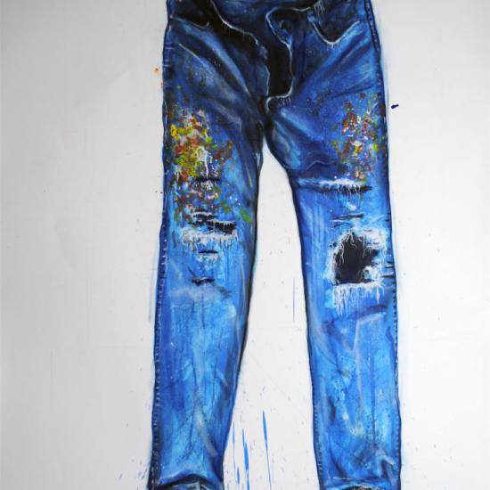 Painters pants ii, 60x42 oil and dry pigment on paper.