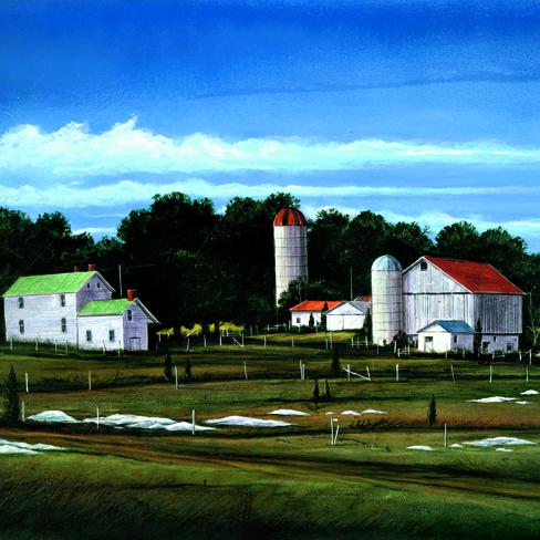 Agri Building - Blue Ridge 30x40   Oil and dry pigment on paper