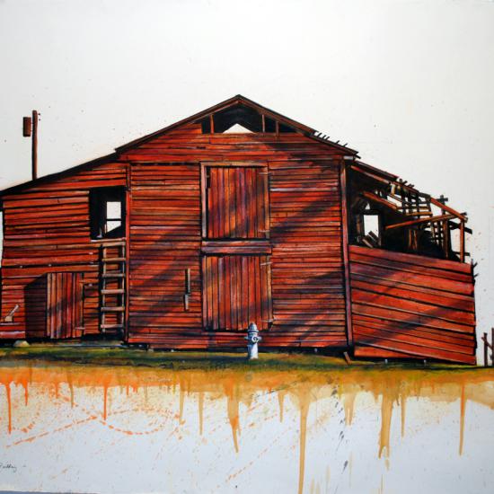 Defunct Agri Building 42x58  Oil dry pigment on paper