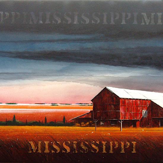 Defunct Cotton Gin 30x64  Oil and dry pigment on paper
