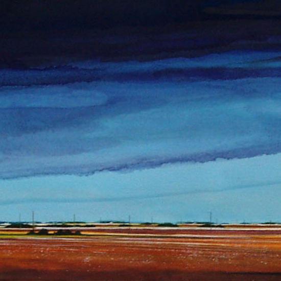 Flat Out Down Wind 22x79  Oil and dry pigment on paper