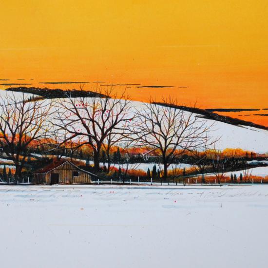 House Place-Walker Hound 15x42  Oil on paper