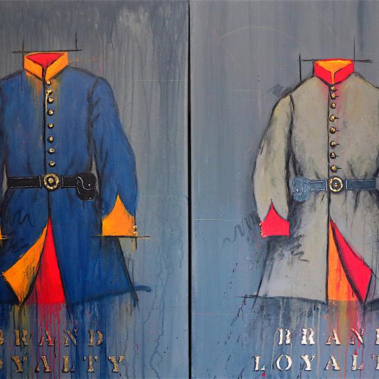 Brand Loyalty-Blue and Gray 48x72 diptych