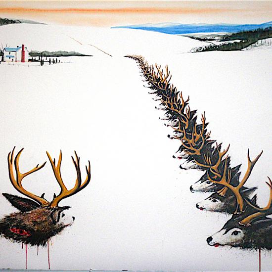 Deer Head for Infinity III,  oil on paper 46x72