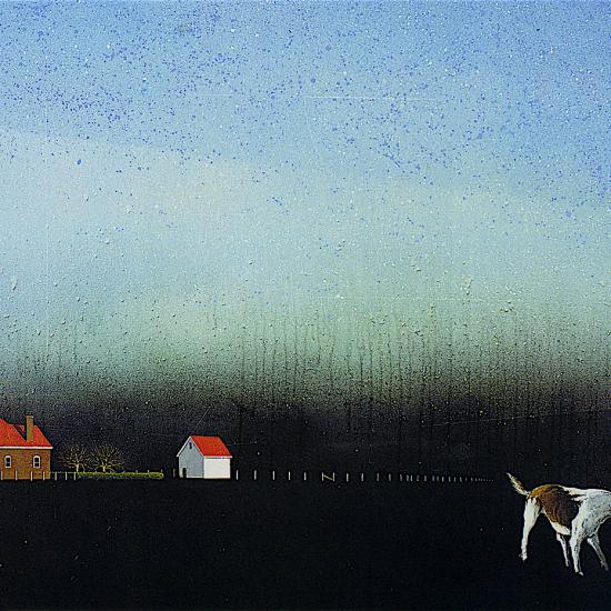 Dog Trot, polymer on canvas 48x96 