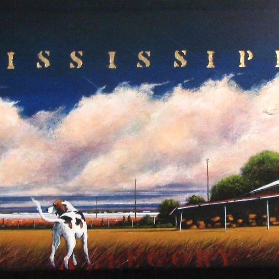 Flat Out Storm Front, polymer on canvas 24x60