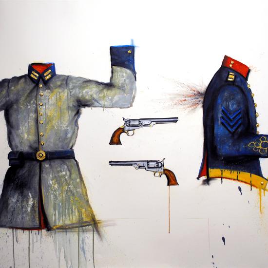 Tunic and Frock, oil and dry pigment on paper 42x56